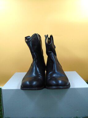 Frye Melissa Button Short Boots Womens 8.5 Black Leather Side Zip Ankle Moto